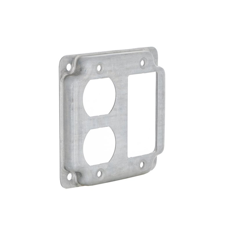 RACO Hubbell-Raco 915C 1 GFCI and 1 Duplex Receptacle 4-Inch Square Exposed Work Cover - Image 1